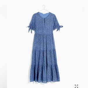 Madewell Tie-Sleeve Tiered Midi Dress in Calico Floral
